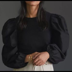 Anthropologie Lea & Viola Puff Sleeve Top